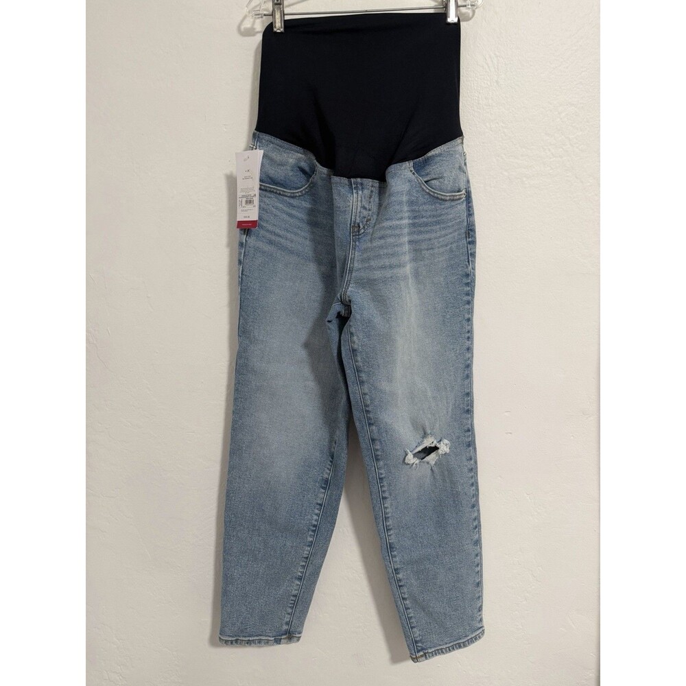 Isabel Maternity Vintage Straight Jeans Size 4 Crossover Belly Panel Distressed